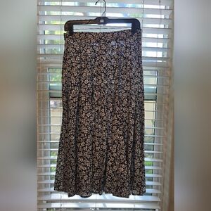 Liz Claiborne Navy and White Floral Skirt